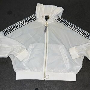 Armani Exchange White windbreaker cropped jacket